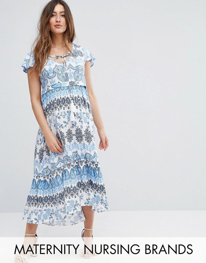 Gebe Maternity Nursing Mosaic Printed Maxi Dress - Multi