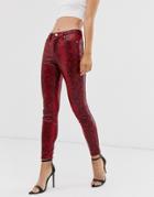 Blank Nyc High Shine Snake Print Skinny Jeans-red