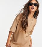 Selected Exclusive Unisex Organic Cotton Oversized T-shirt In Tan - Part Of A Set-brown