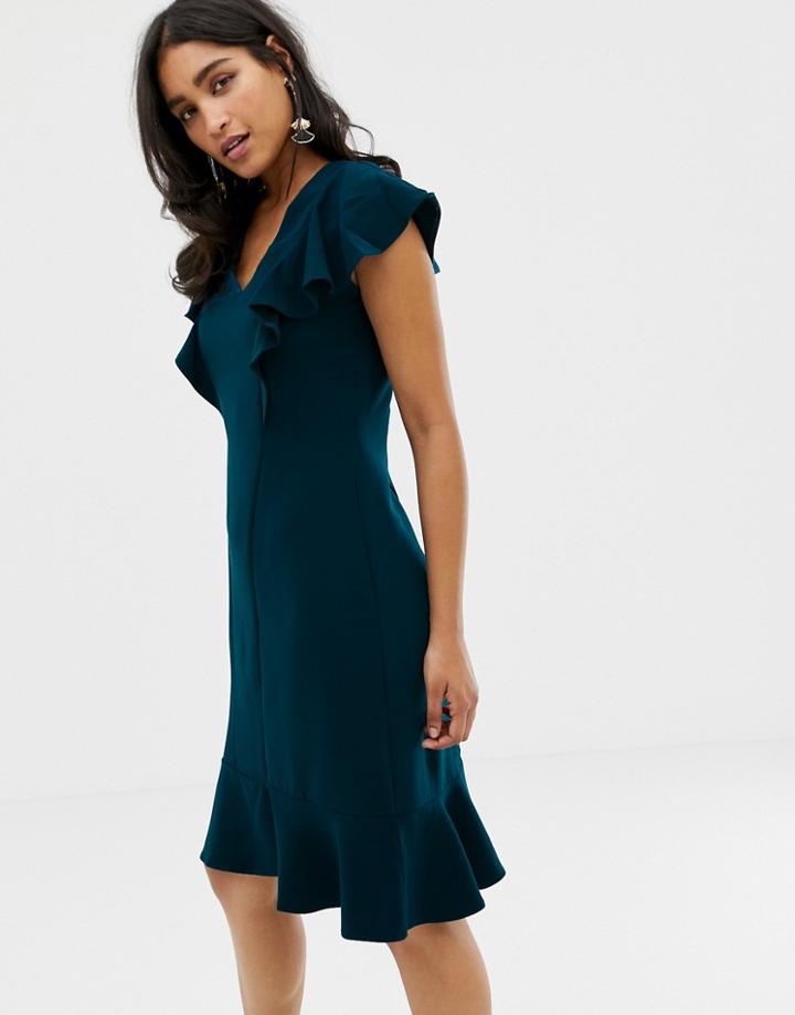 Closet Frill Hem And Shoulder Dress-green