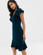 Closet Frill Hem And Shoulder Dress-green