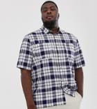 Asos Design Plus Boxy Check Shirt In Blue And White - Blue
