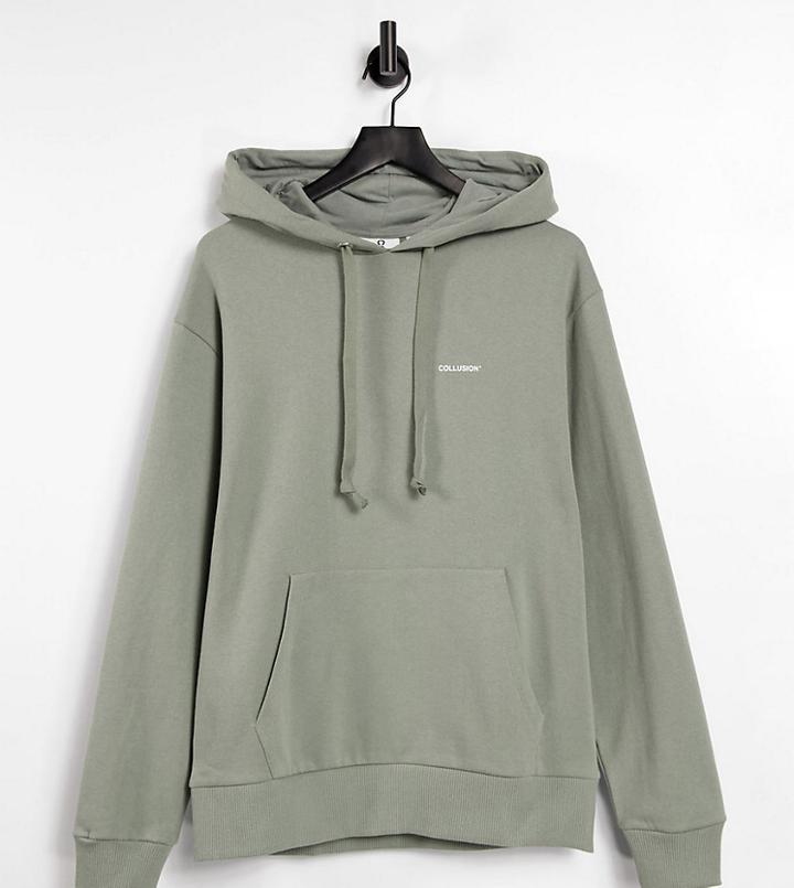 Collusion Hoodie With Logo Print In Gray-grey