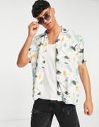 Jack & Jones Originals Short Sleeve Shirt With Revere Collar In White Paint Print