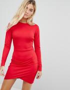 Daisy Street Bodycon Dress With Wrap Skirt - Red