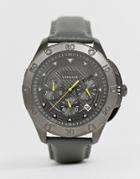 Versus Versace Simon's Town Vsp060318 Leather Watch In Gunmetal-gray