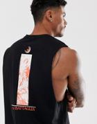 Asos Design Relaxed Sleeveless T-shirt With Historical Back Print - Black