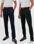 Asos Design 2 Pack Skinny Pants In Black And Navy Save - Multi