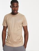 Asos 4505 Icon Training T-shirt With Quick Dry In Beige-neutral
