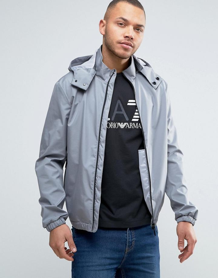 Armani Jeans Rain Jacket Detachable Hood In Gray - Gray