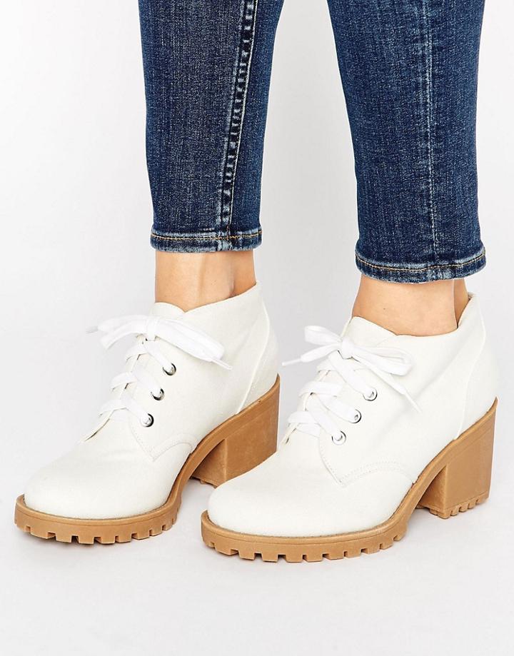 London Rebel Eyelet Lace Up Boots - White