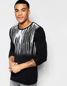 Asos Extreme Muscle Long Sleeve T-shirt With Paint Drip Yoke Print