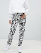 Asos Design Ritson Rigid Mom Jeans In Zebra Print - Multi