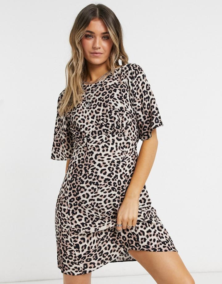 Style Cheat Cali Open Back Mini Tea Dress In Animal Print-multi