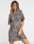 Style Cheat Cali Open Back Mini Tea Dress In Animal Print-multi