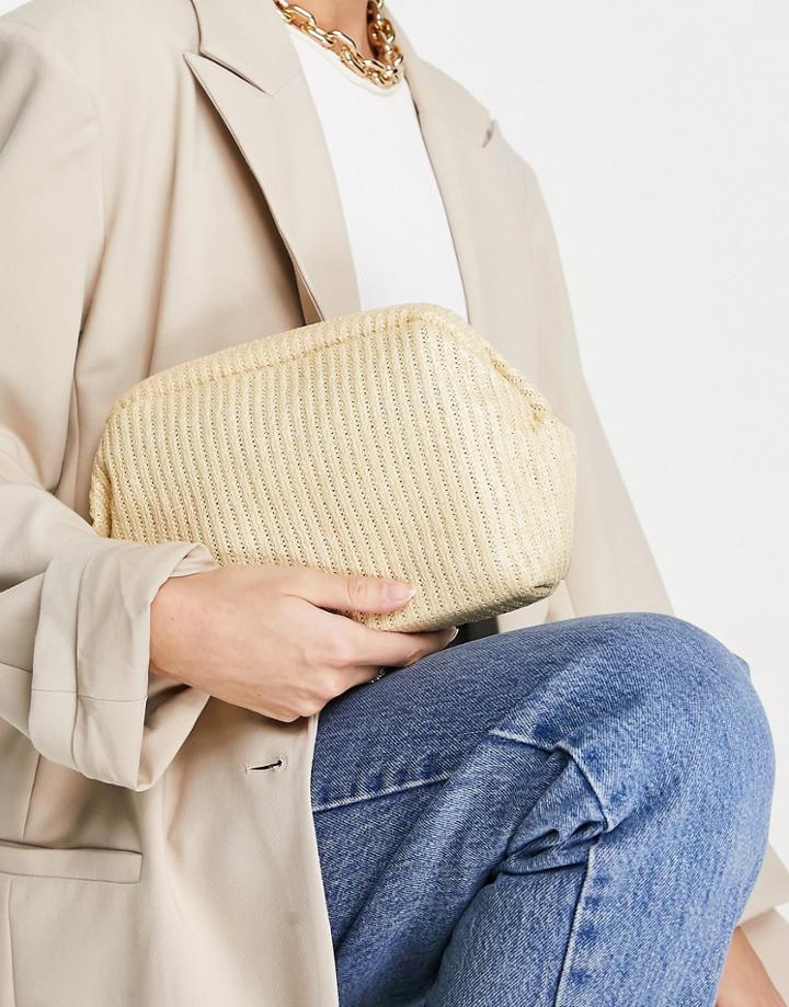Ego X Jess Hunt Woven Knit Clutch Bag In Cream-white