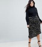 Fashion Union Plus Midi Skirt With Asymmetric Tiered Ruffles In Daisy Floral - Multi