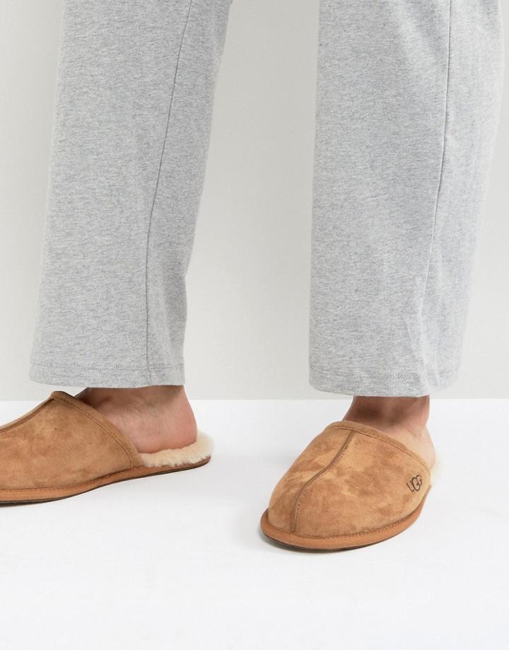Ugg Scuff Suede Mule Slippers In Chestnut - Beige