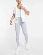 Asos Design Super Skinny Wool Mix Smart Pant In Blue Puppy Tooth-blues