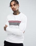 Asos Sweatshirt In White With Velour Stripes - White