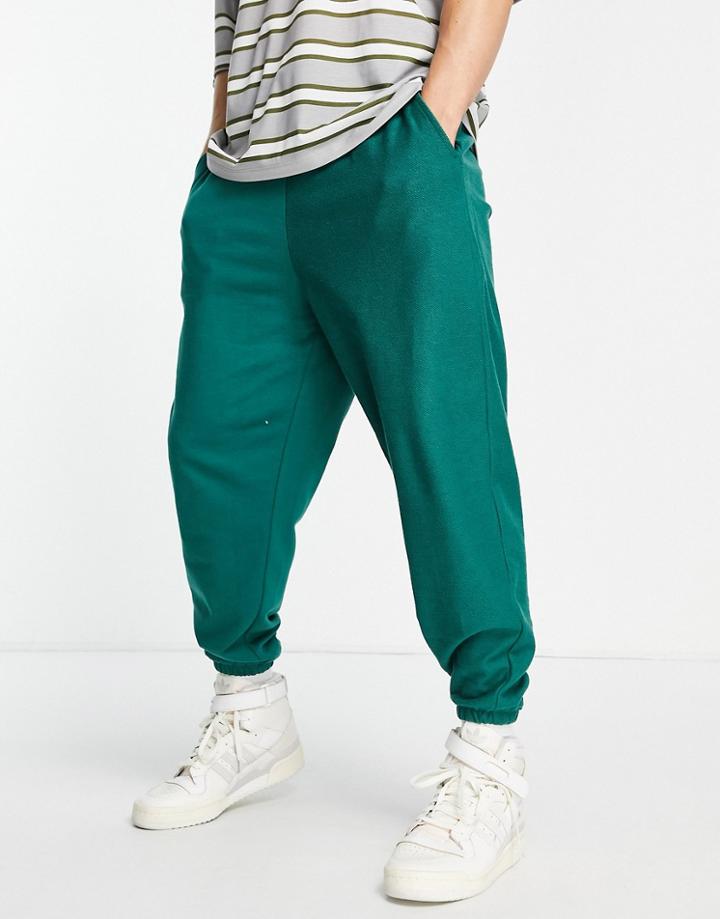 Asos Design Oversized Sweatpants With Contrast Panels In Green - Part Of A Set