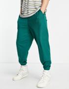 Asos Design Oversized Sweatpants With Contrast Panels In Green - Part Of A Set
