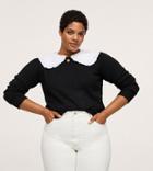 Mango Curve Sweater With Contrast Collar In Black