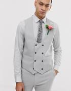 Asos Design Wedding Super Skinny Suit Vest In Micro Texture Ice Gray - Gray