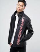 Love Moschino Lightweight Harrington Jacket With Text Print - Black
