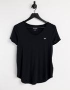 Hollister Basic Crew Neck T-shirt In Black