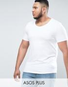 Asos Plus Muscle T-shirt With Scoop Neck In White - White
