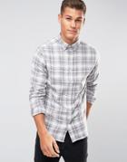 Selected Homme Plus Shirt With Button Down Collar In Brushed Check - B