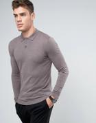 Asos Knitted Polo In Muscle Fit - Beige