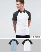 Asos Polo With Contrast Raglan 2 Pack Save - Multi