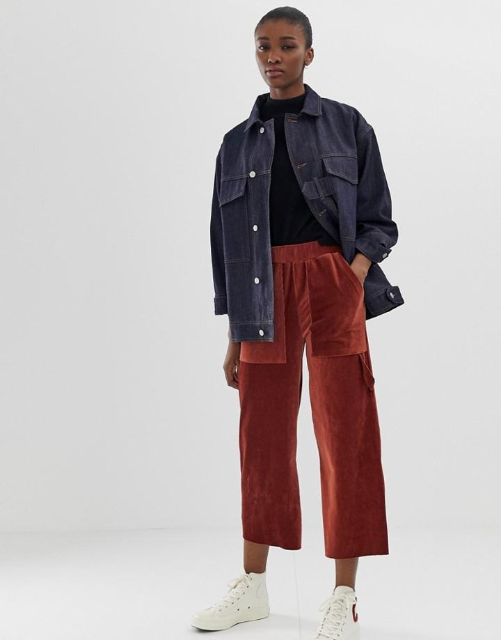 Asos Design Jersey Cord Utility Pants-brown