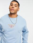 Topman Oversized Baltimore Embroidered Crest Sweatshirt In Blue-blues