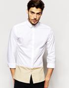Noak Shirt With Contrast Hem In Skinny Fit - White