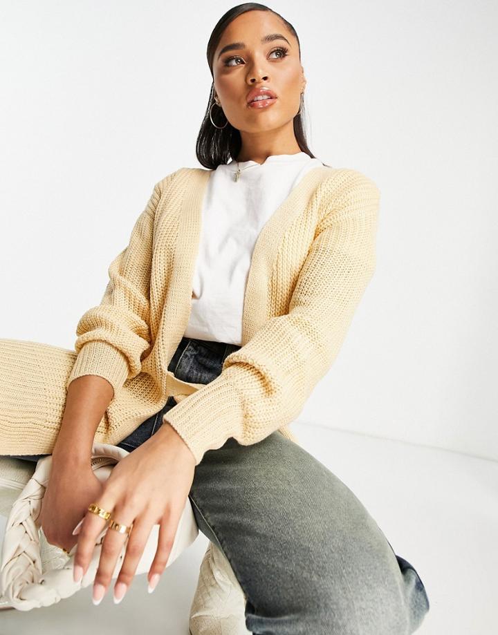 Parisian Tie Front Cardigan In Beige-neutral