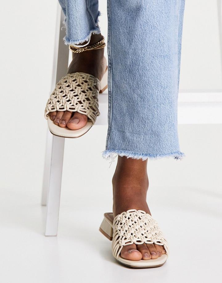Asos Design Flexion Woven Mule Sandals In Natural-neutral