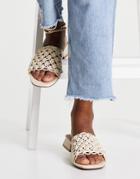 Asos Design Flexion Woven Mule Sandals In Natural-neutral