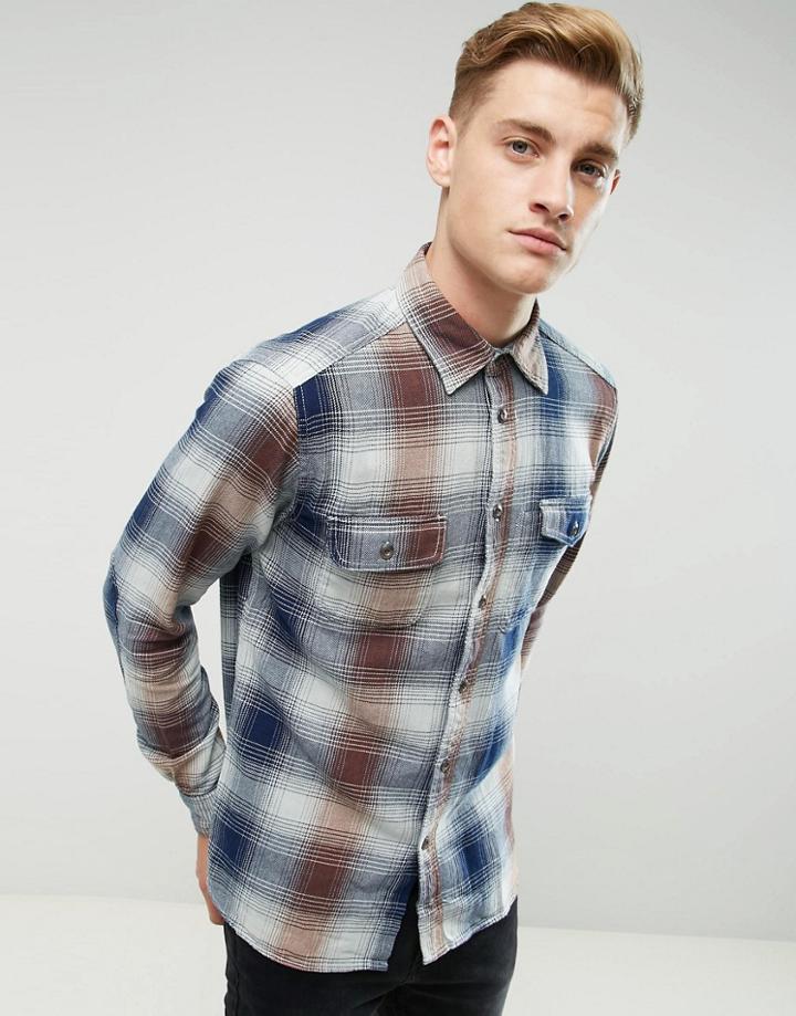 Esprit Shirt In Regular Fit In Heavy Check Cotton - Navy