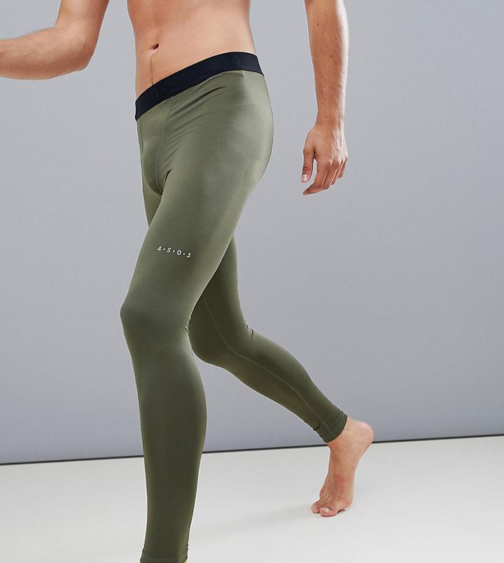 Asos 4505 Tall Running Tights In Khaki - Green