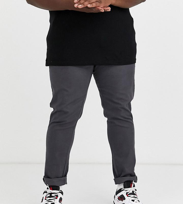 Asos Design Plus Skinny Chinos In Dark Gray