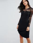 Y.a.s Ciccu Long Lace Sleeved Shift Dress - Black