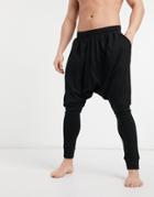 Asos Design Lounge Drop Crotch Sweatpants In Beige-black