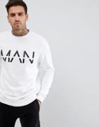 Boohooman Sweat With Man Print In White - White