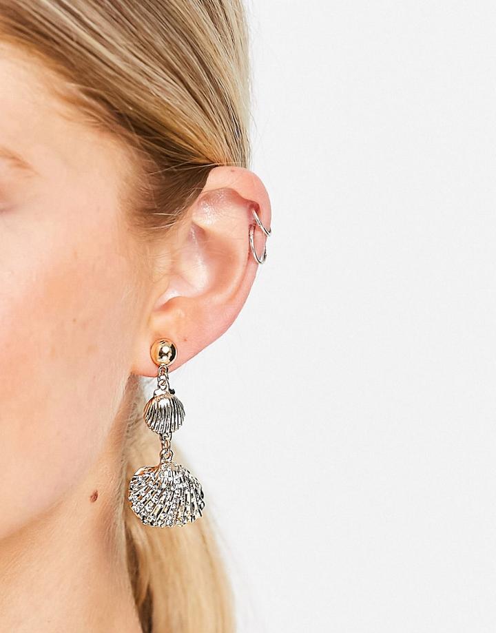 Designb Shell Drop Earrings In Gold Tone