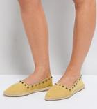Asos Jiselle Wide Fit Point Studded Espadrilles-yellow