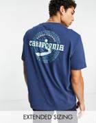 Asos Design Relaxed T-shirt In Navy With California Back Print-blue