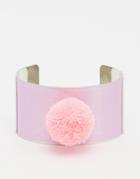 Suzywan Pompom Satin Cuff Bracelet - Lavendener